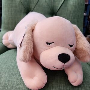 Snoozimals Plush Sleeping Dog Toy - Cream